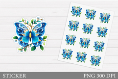 Butterfly Sticker Design. Summer Sticker Printable Product Image 1