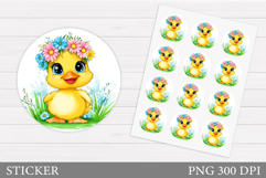 Cute Duck Sticker Design. Duck Sticker Printable Product Image 1