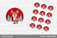 Christmas Deer Sticker Design. Christmas Sticker Printable Product Image 1