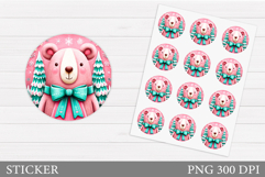 Winter Bear Sticker Design. Christmas Sticker Printable Product Image 1