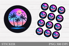 Palm Tree Sticker Design. Sea Sticker Printable Product Image 1
