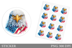 Patriotic Eagle Sticker Design. Patriotic Sticker Printable Product Image 1