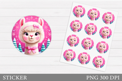 Christmas Lama Sticker Design. Christmas Sticker Printable Product Image 1