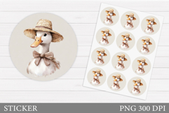 Cute Duck Sticker Design. Funny Duck Sticker Printable Product Image 1