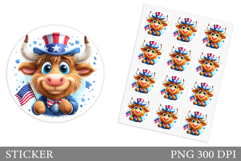 Patriotic Cow Sticker Design. Patriotic Sticker Printable Product Image 1