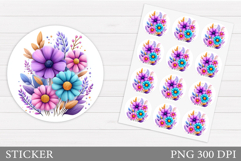 Floral Sticker Printable. Flowers Sticker Design Product Image 1