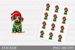 Christmas Dachshund Sticker. Christmas Sticker Printable Product Image 1