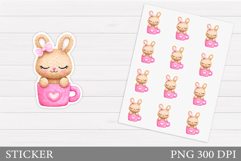 Valentines Bunny Sticker. Valentines Sticker Printable Product Image 1