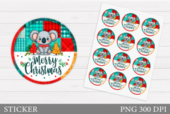 Christmas Koala Sticker Design. Christmas Sticker Printable Product Image 1