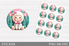 Christmas Lamb Sticker Design.Christmas Sticker Printable Product Image 1