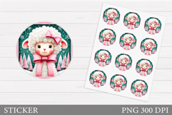 Christmas Lamb Sticker Design.Christmas Sticker Printable Product Image 1