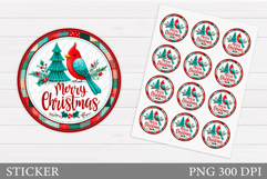 Christmas Bird Sticker Design. Christmas Sticker Printable Product Image 1