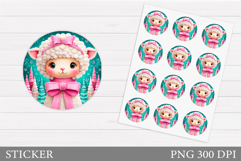 Christmas Lamb Sticker Design.Christmas Sticker Printable Product Image 1