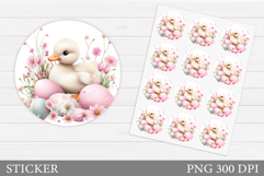 Easter Duck Sticker Design. Cute Duck Sticker Printable Product Image 1