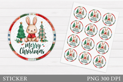 Christmas Bunny Sticker Design. Christmas Sticker Printable Product Image 1