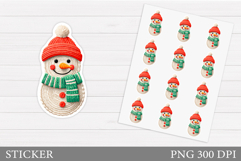Crochet Snowman Sticker. Christmas Sticker Printable Product Image 1