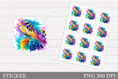 Turtle Sticker Design. Sea Turtle Sticker Printable Product Image 1