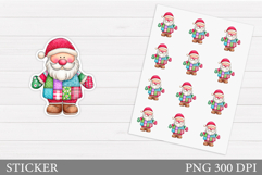Patchwork Santa Claus Sticker. Christmas Sticker Printable Product Image 1