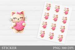 Valentines Cat Sticker Design. Valentines Sticker Printable Product Image 1