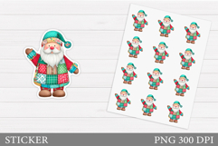 Patchwork Santa Claus Sticker. Christmas Sticker Printable Product Image 1