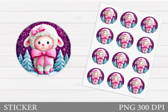 Christmas Lamb Sticker Design.Christmas Sticker Printable Product Image 1