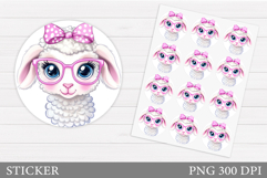 Cute Lamb Sticker Design. Funny Lamb Sticker Printable Product Image 1
