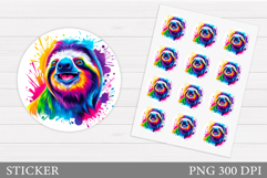 Cute Sloth Sticker Design. Sloth Sticker Printable Product Image 1