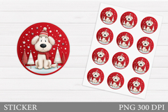 Christmas Dog Sticker Design. Christmas Sticker Printable Product Image 1