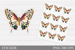 Butterfly Sticker Design. Flowers Sticker Template Product Image 1