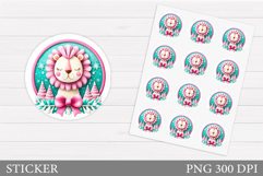 Christmas Lion Sticker Design. Christmas Sticker Printable Product Image 1