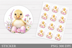 Easter Duck Sticker Design. Cute Duck Sticker Printable Product Image 1
