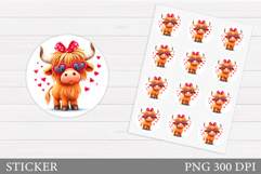 Valentines Cow Sticker. Valentines Sticker Printable Product Image 1