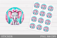 Elephant Sticker Design. Christmas Elephant Sticker Product Image 1