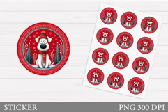 Christmas Dog Sticker Design. Christmas Sticker Printable Product Image 1