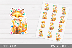 Christmas Fox Sticker Design. Christmas Sticker Printable Product Image 1