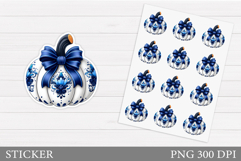 Pumpkin Sticker Printable. Pumpkin Bow Sticker Design Product Image 1