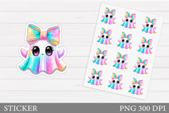 Cute Ghost Sticker Printable. Cute Halloween Sticker Design Product Image 1
