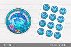 Dolphins Sticker Design. Cute Dolphin Sticker Printable Product Image 1