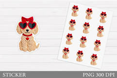 Crochet Dog Sticker Design. Valentines Sticker Printable Product Image 1