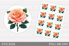 Roses Sticker Design. Flowers Sticker Printable Product Image 1