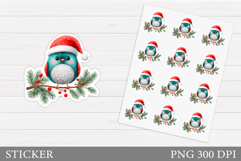 Christmas Bird Sticker Design. Christmas Sticker Printable Product Image 1