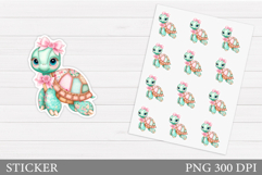 Cute Turtle Sticker Design. Turtle Sticker Printable Product Image 1