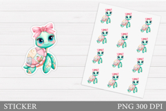 Cute Turtle Sticker Design. Turtle Sticker Printable Product Image 1