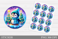 Crochet Penguin Sticker Design. Christmas Sticker Printable Product Image 1