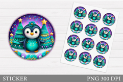 Crochet Penguin Sticker Design. Christmas Sticker Printable Product Image 1