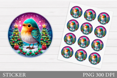 Christmas Bird Sticker Design. Christmas Sticker Printable Product Image 1