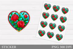 Floral Heart Sticker Printable. Valentines Sticker Design Product Image 1