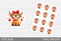 Valentines Cow Sticker Design. Valentines Sticker Printable Product Image 1