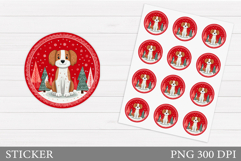 Christmas Dog Sticker Design. Christmas Sticker Printable Product Image 1