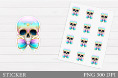 Iridescent Skull Sticker. Halloween Sticker Printable Product Image 1